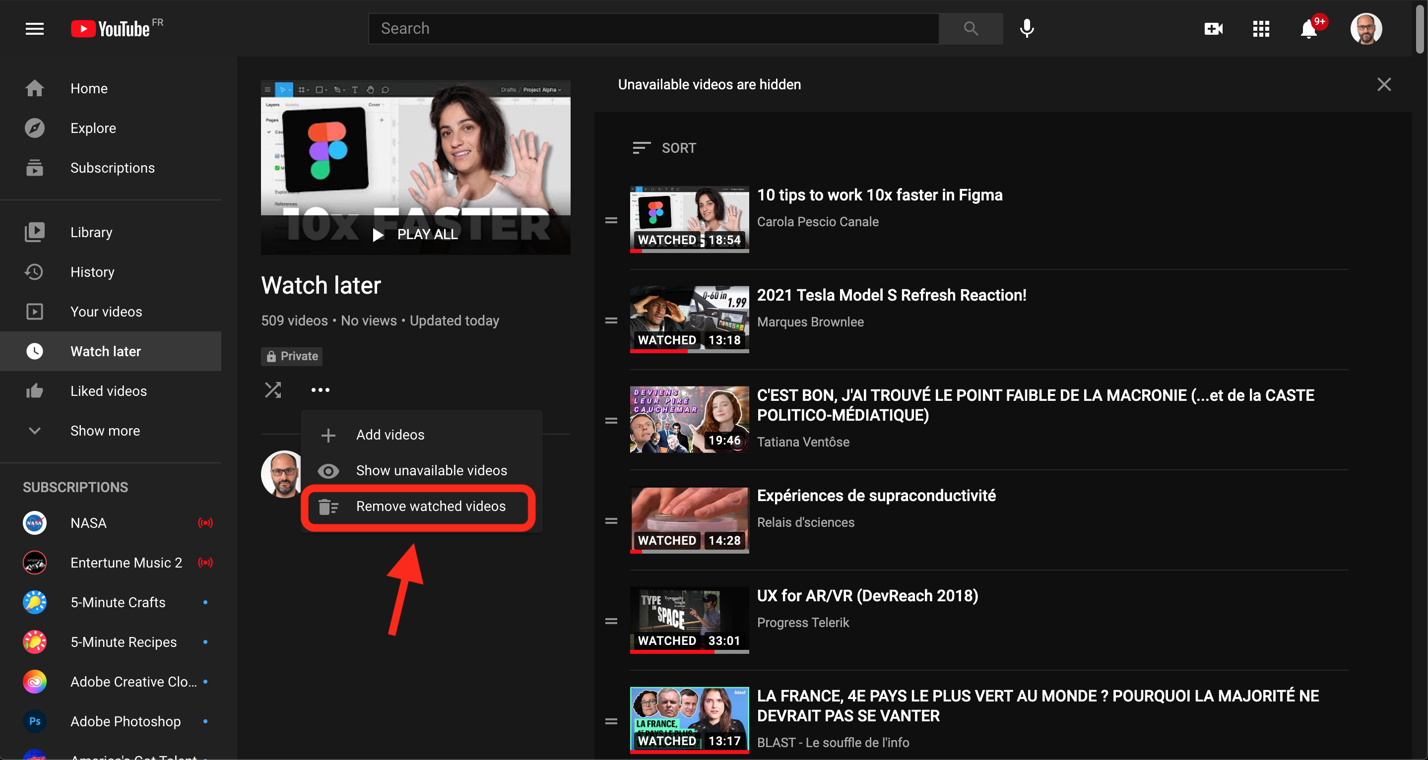Screenshot of a YouTube Watch Later playlist.