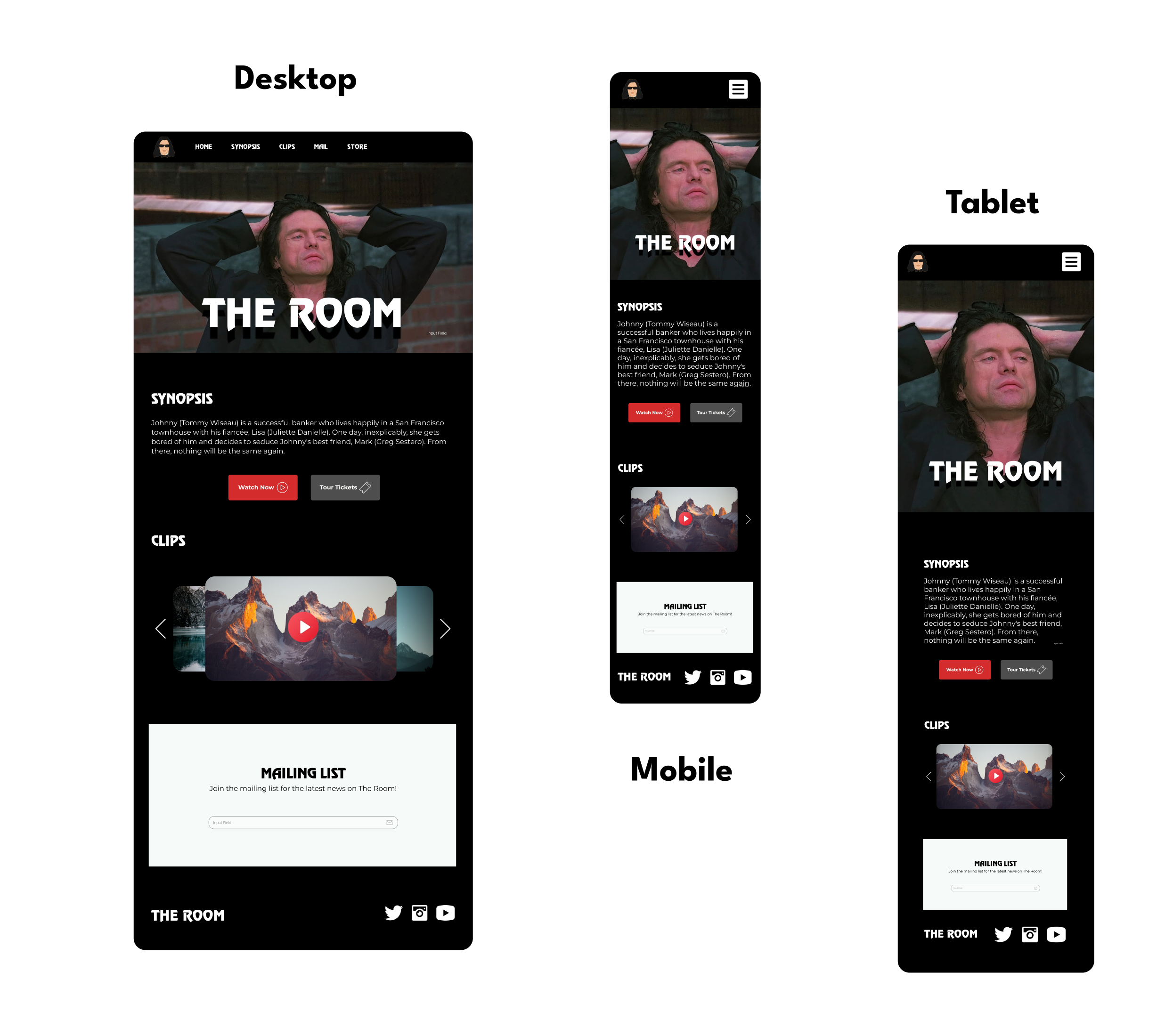 High-fidelity mockups for desktop, mobile, and tablet